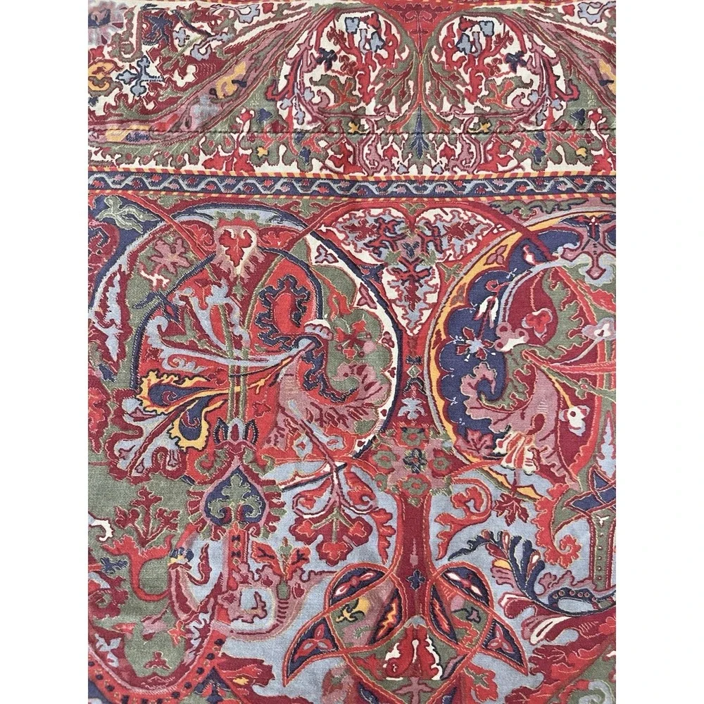 Vtg  Ralph Lauren Galahad Red QUEEN Flat Sheet Sateen Red Paisley
